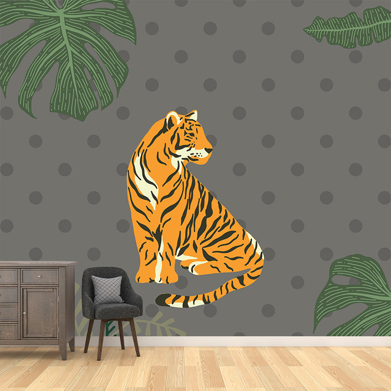 Tropical Jungle Mildew Resistant Wallpaper Illustration Sleeping Room Wall Mural