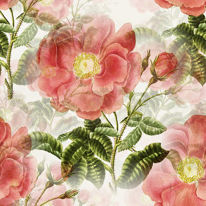 Vintage Style Flowers Illustration Mural Wallpaper Indoor Wall Mural