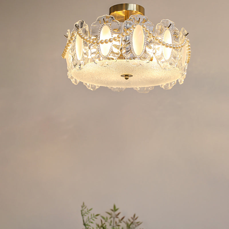 Modern Ceiling Light Simple Glass Flush Mount Light Fixture for Sitting Room