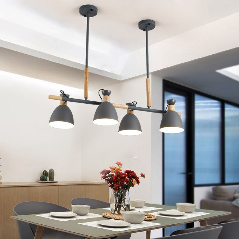Metal Bowl Shape Chandelier Light Modern Style 4 Lights Chandelier Light Fixture in Gray