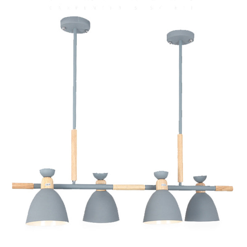 Metal Bowl Shape Chandelier Light Modern Style 4 Lights Chandelier Light Fixture in Gray
