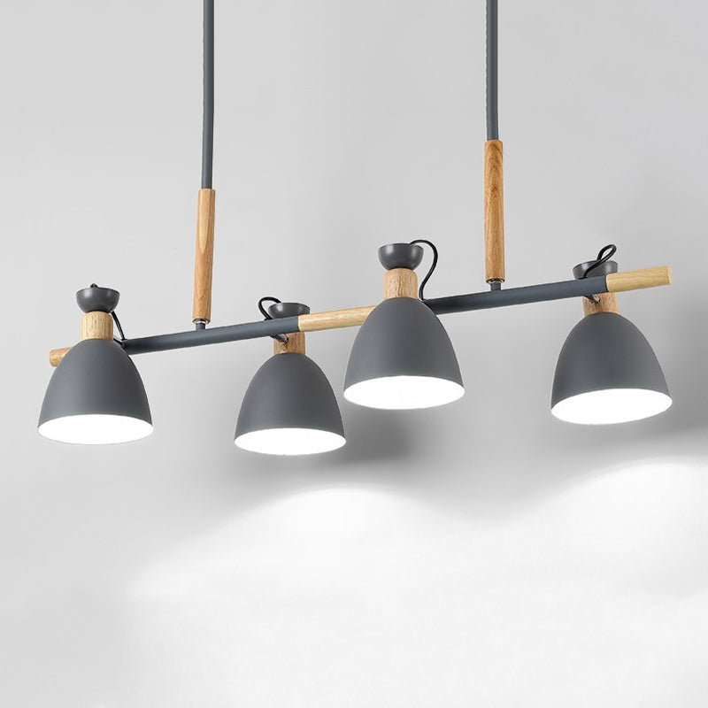 Metal Bowl Shape Chandelier Light Modern Style 4 Lights Chandelier Light Fixture in Gray