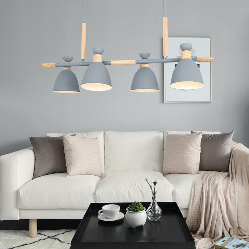 Metal Bowl Shape Chandelier Light Modern Style 4 Lights Chandelier Light Fixture in Gray