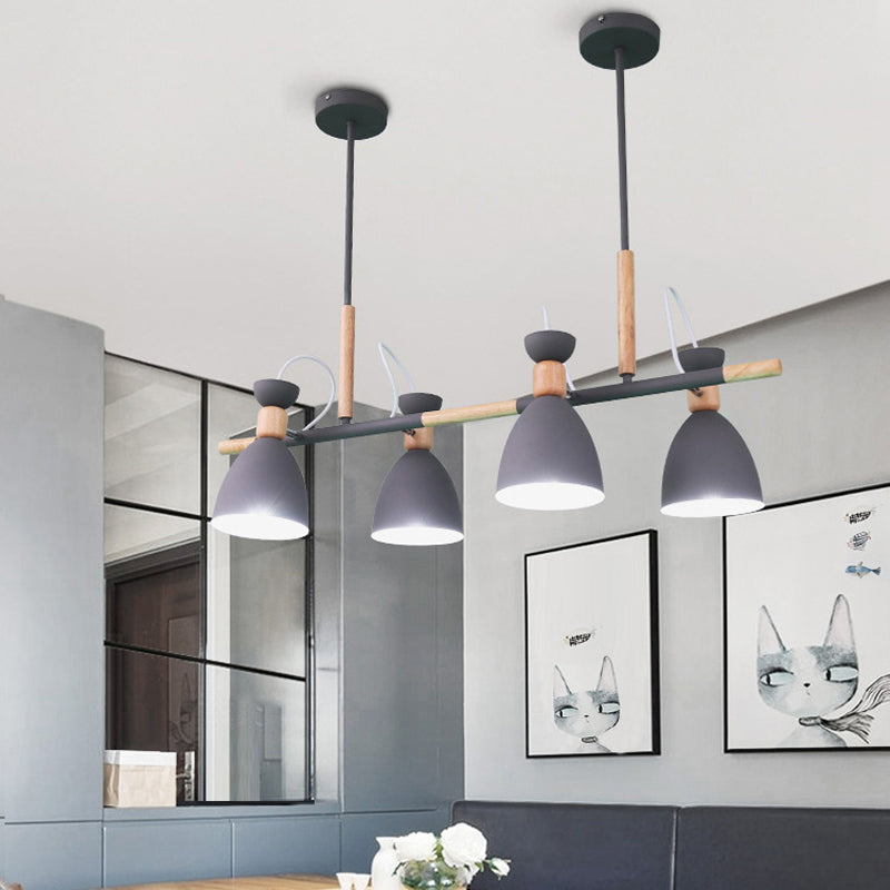 Metal Bowl Shape Chandelier Light Modern Style 4 Lights Chandelier Light Fixture in Gray