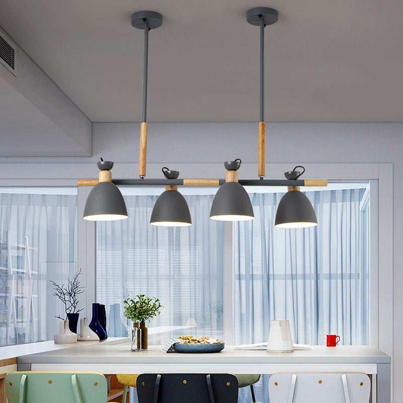 Metal Bowl Shape Chandelier Light Modern Style 4 Lights Chandelier Light Fixture in Gray