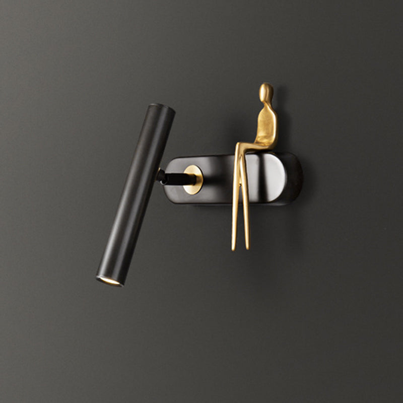 1-Light Cylinder Wall Light Fixture Modern Metal Wall Sconce Light