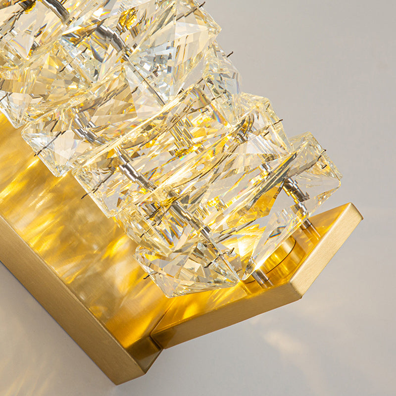 1-Light Geometric Sconce Light Fixture Modern Crystal Wall Light