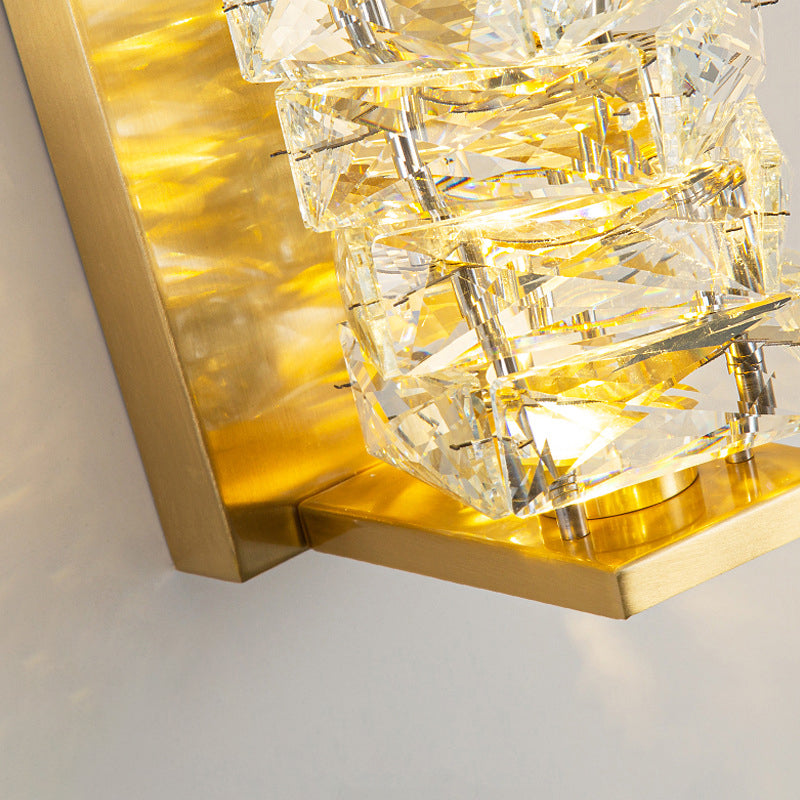 1-Light Geometric Sconce Light Fixture Modern Crystal Wall Light