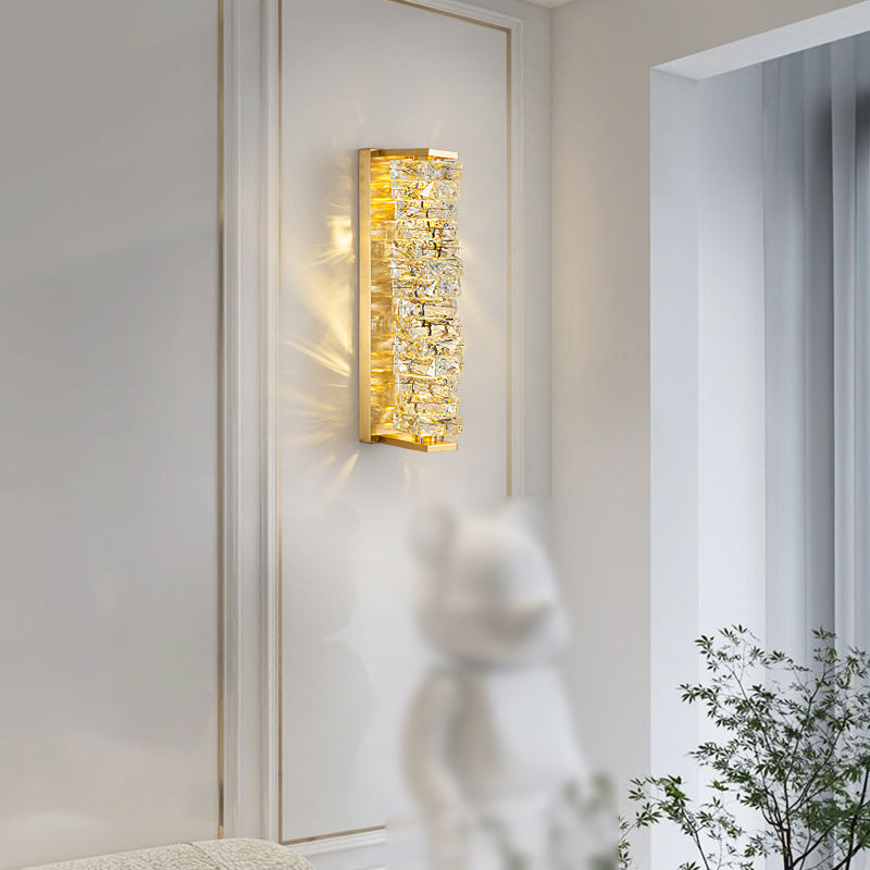 1-Light Geometric Sconce Light Fixture Modern Crystal Wall Light