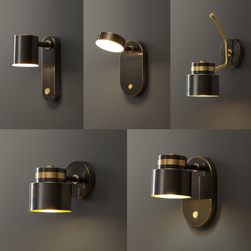 1-Light Adjustable Wall Light Modern Metal Wall Lights in Black
