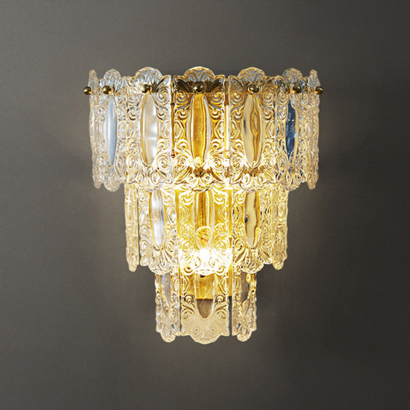 Multiple-Light Geometric Wall Light Fixture Modern Crystal Wall Sconce Light