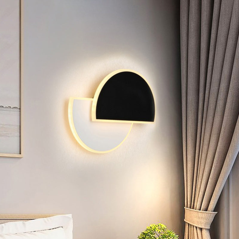 Semicircle Shape Wall Lamp Modern Style Acrylic 1 Light Sconce in White and Black