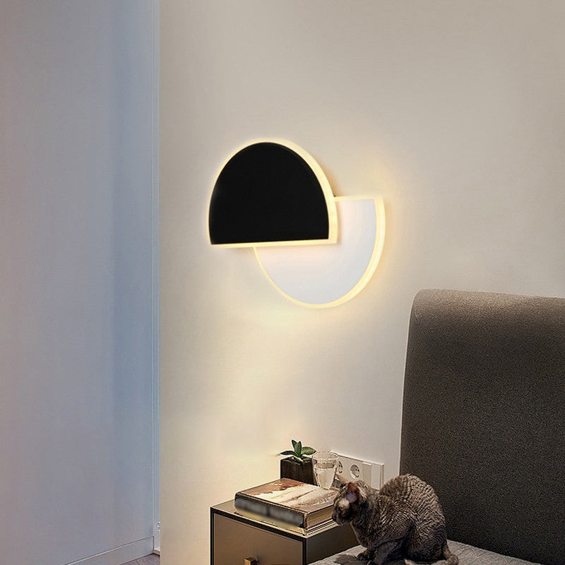 Semicircle Shape Wall Lamp Modern Style Acrylic 1 Light Sconce in White and Black