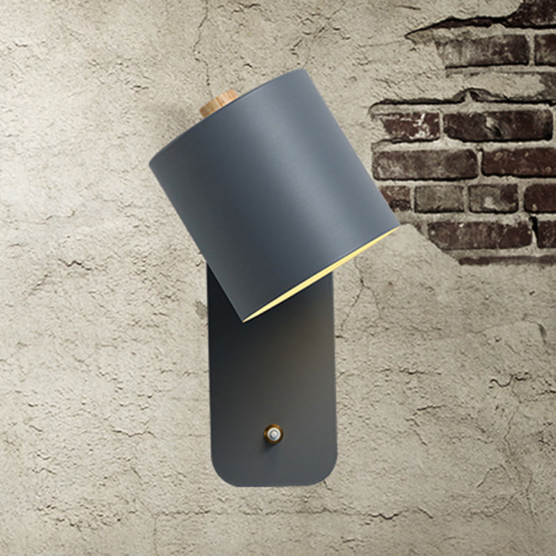 Nordic Style Iron Wall Light Cylinder Shape Rotatable Wall Lamp for Living Room