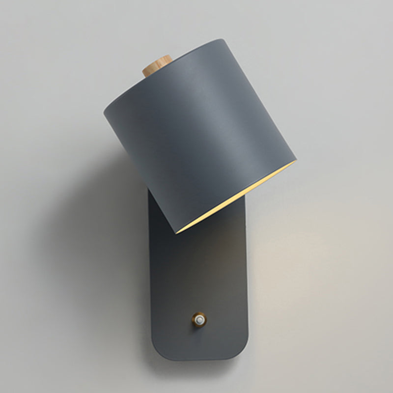 Nordic Style Iron Wall Light Cylinder Shape Rotatable Wall Lamp for Living Room