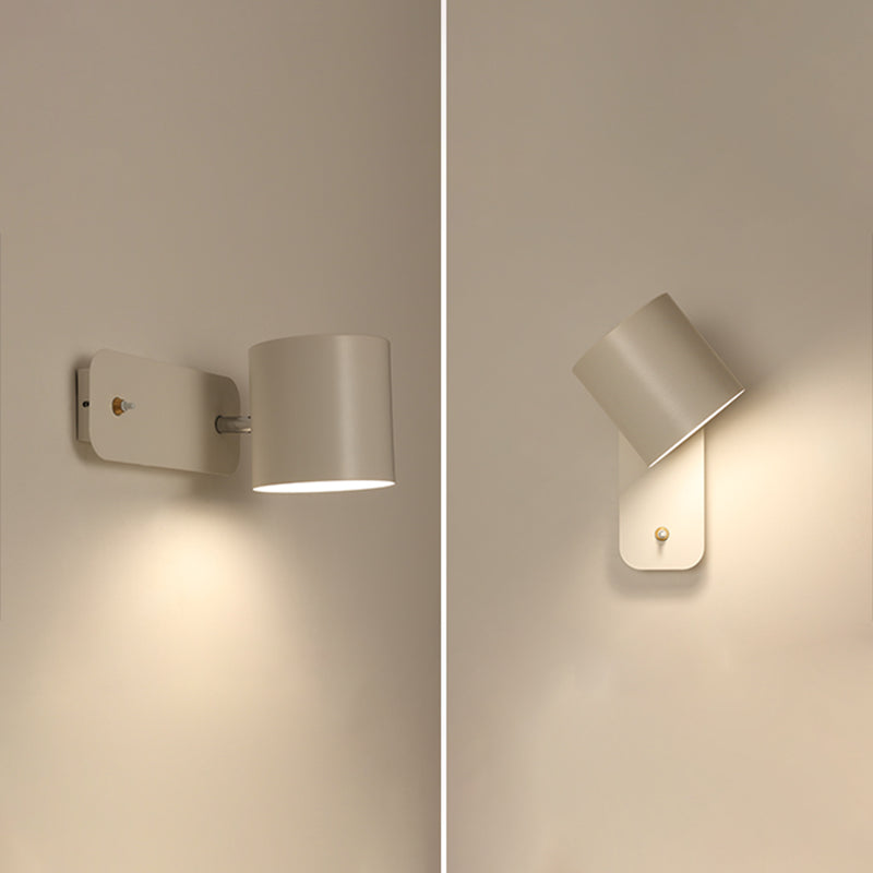 Nordic Style Iron Wall Light Cylinder Shape Rotatable Wall Lamp for Living Room