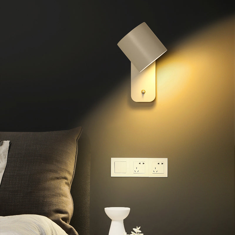 Nordic Style Iron Wall Light Cylinder Shape Rotatable Wall Lamp for Living Room