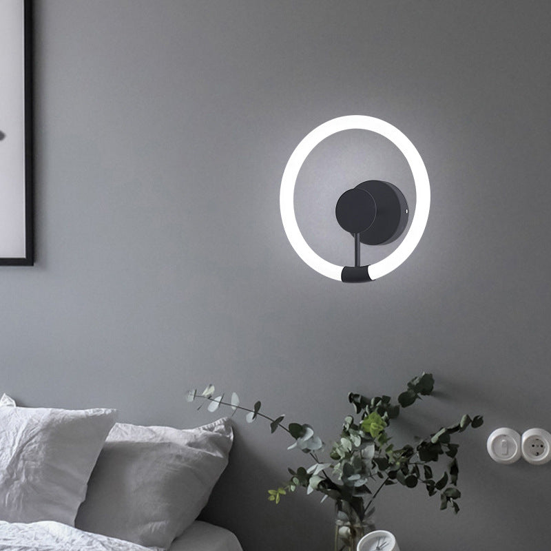 1-Light Round Sconce Light Fixture Modern Metal Wall Light for Bedroom