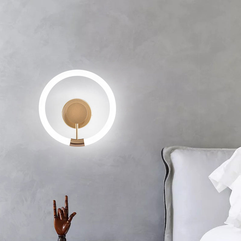 1-Light Round Sconce Light Fixture Modern Metal Wall Light for Bedroom