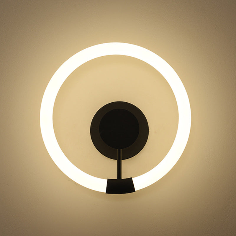 1-Light Round Sconce Light Fixture Modern Metal Wall Light for Bedroom