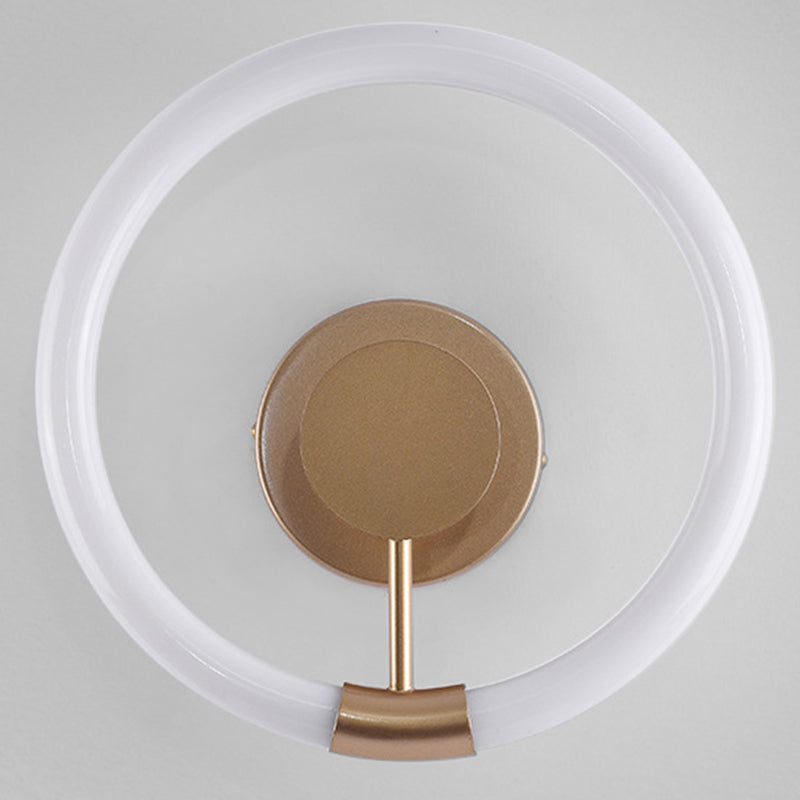 1-Light Round Sconce Light Fixture Modern Metal Wall Light for Bedroom