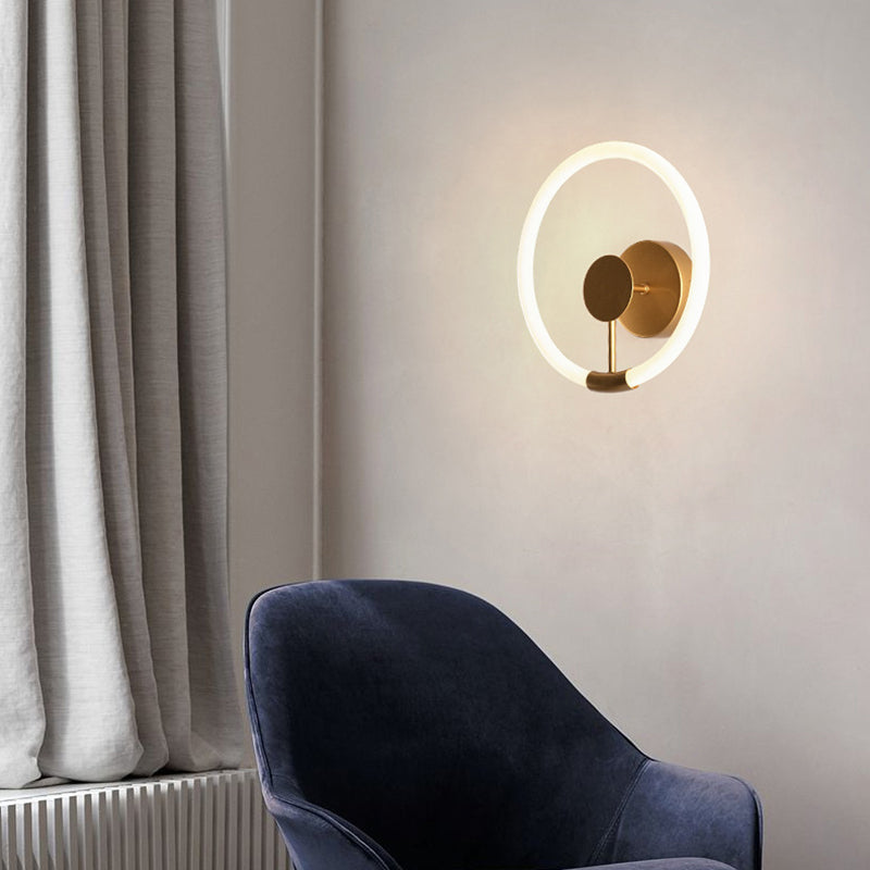 1-Light Round Sconce Light Fixture Modern Metal Wall Light for Bedroom