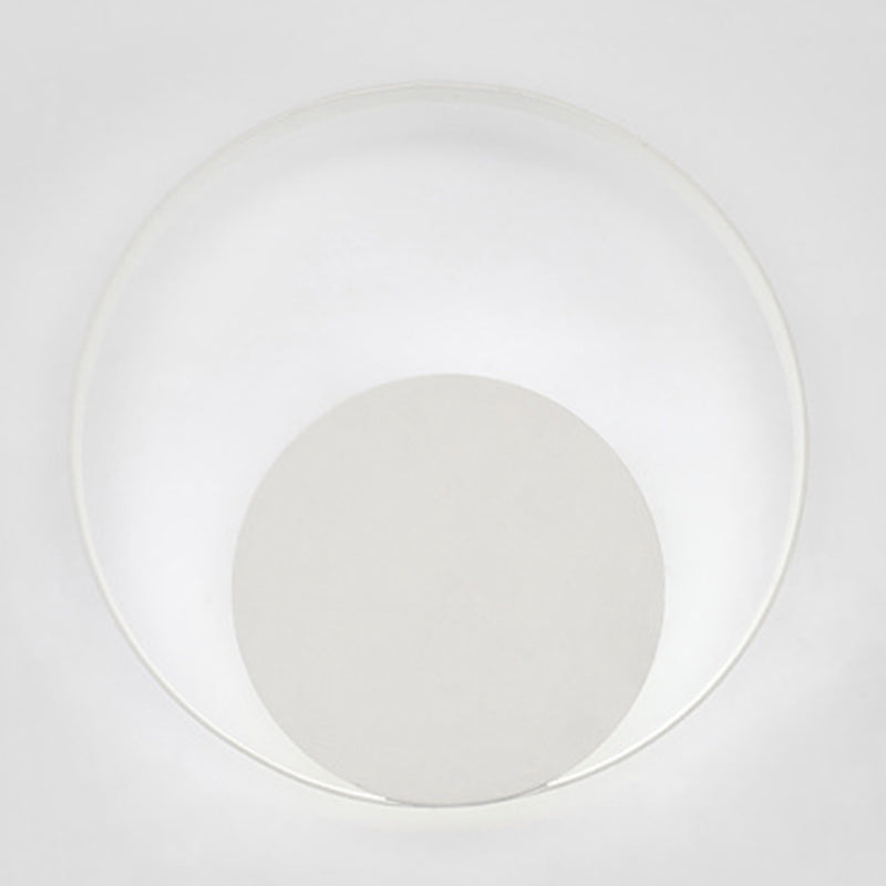 Round Shape Wall Lamp Modern Style Metal 1 Light Sconce in White and Black