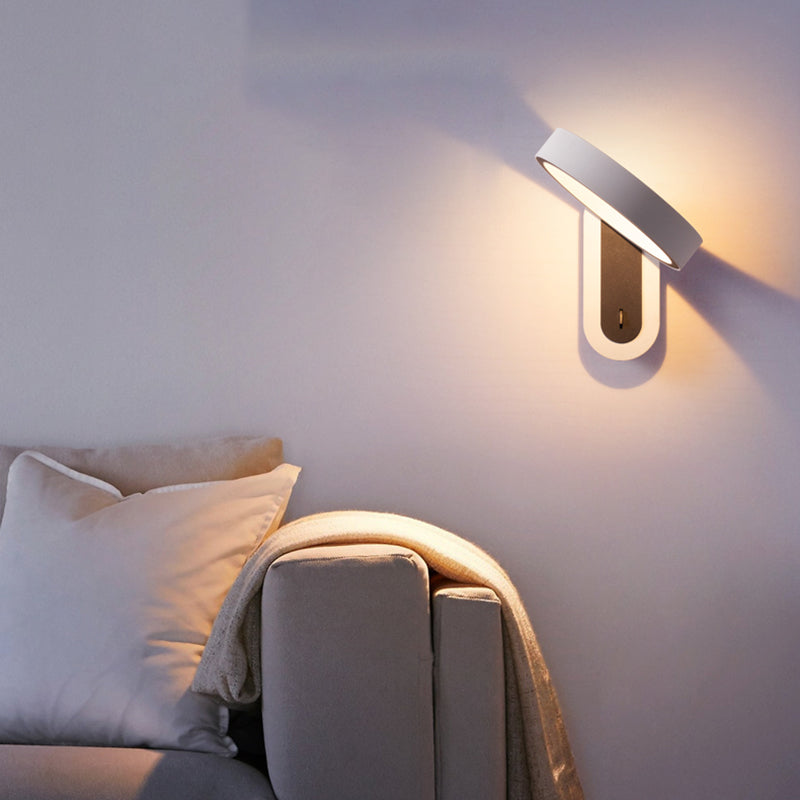 Nordic Style Aluminum Wall Light Circle Shape Rotatable Wall Lamp for Bedroom