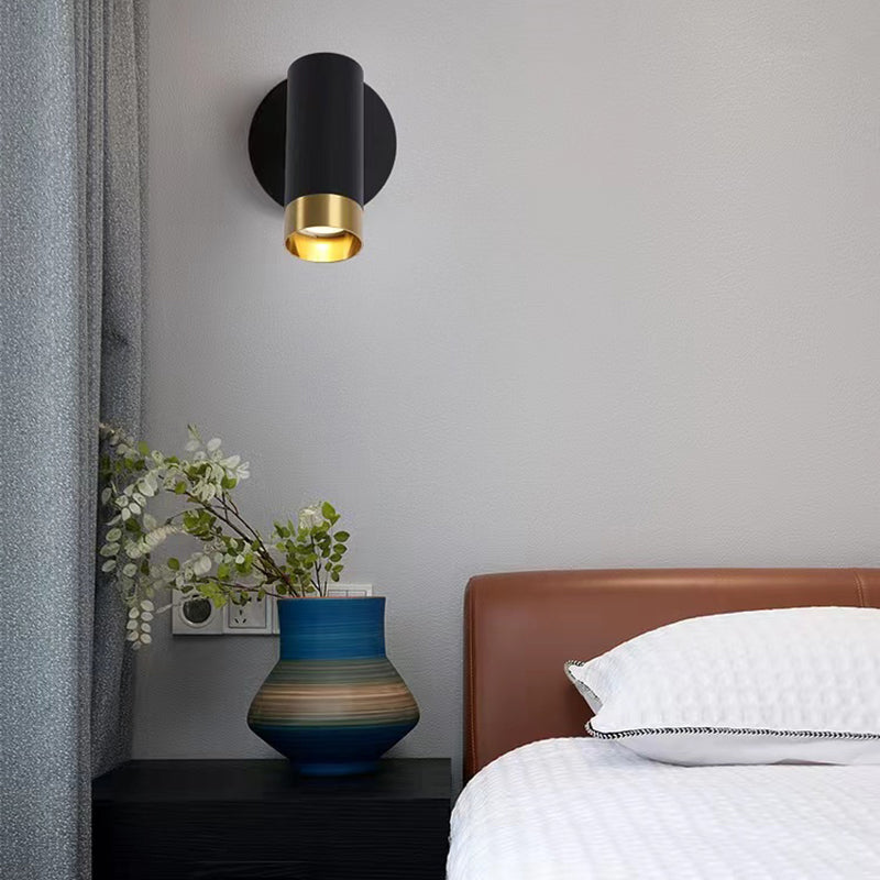 Nordic Style Iron Wall Light Cylinder Shape Rotatable Wall Lamp for Bedroom