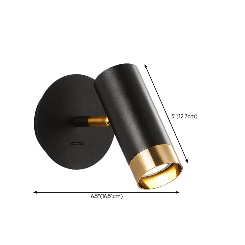 Nordic Style Iron Wall Light Cylinder Shape Rotatable Wall Lamp for Bedroom