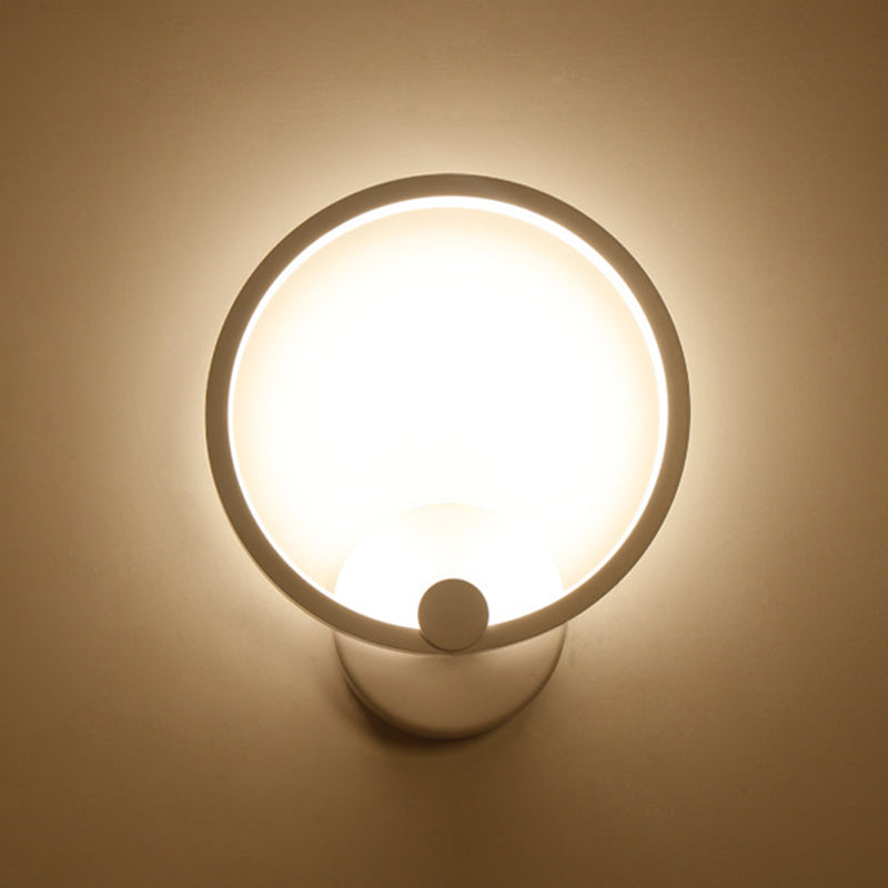 Round Shape Wall Lamp Modern Style Acrylic 1 Light Sconce in White