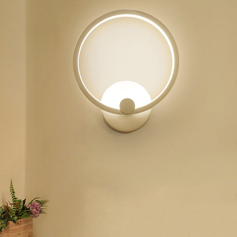 Round Shape Wall Lamp Modern Style Acrylic 1 Light Sconce in White