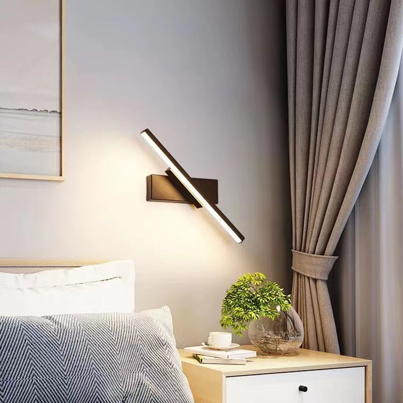 Nordic Style Metal Wall Light Strip Shape Rotatable Wall Lamp for Bedroom