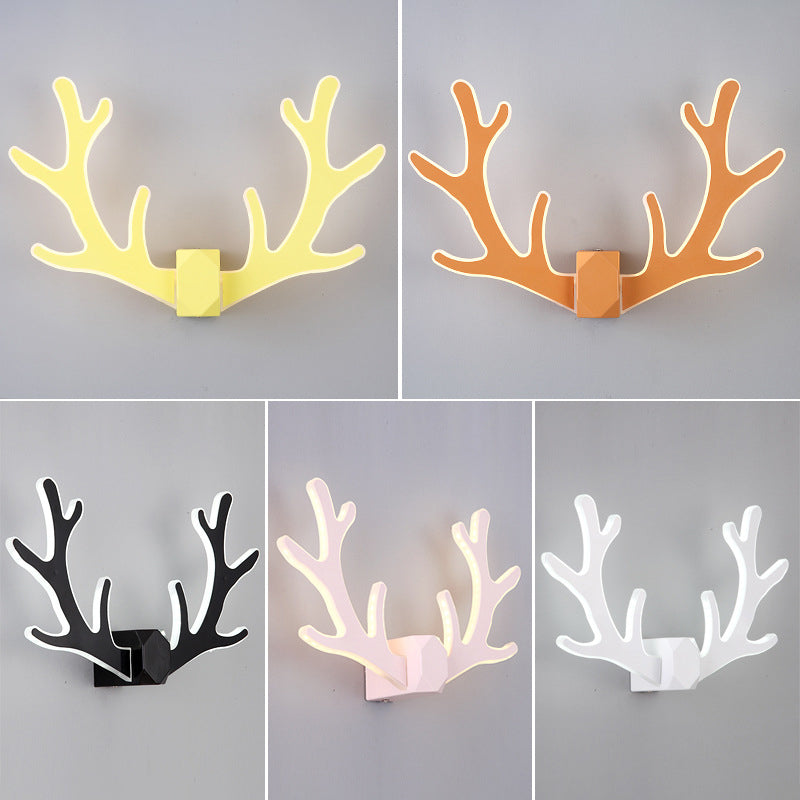 2-Light Antler Sconce Modern Metal Sconce Light Fixture for Bedroom