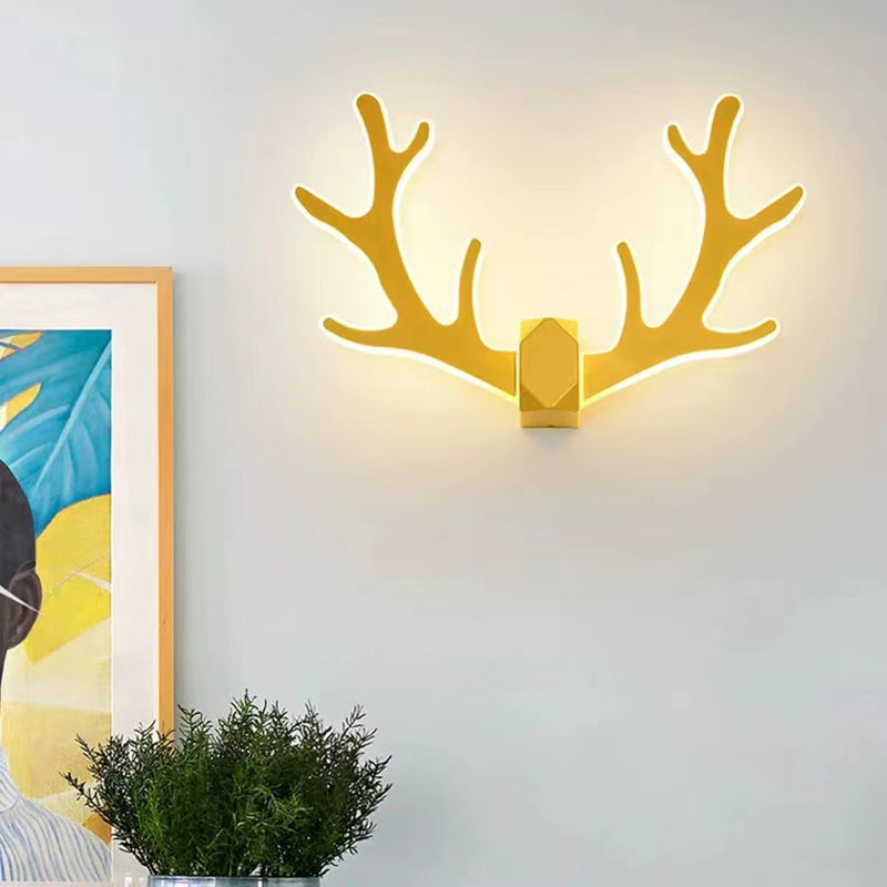 2-Light Antler Sconce Modern Metal Sconce Light Fixture for Bedroom