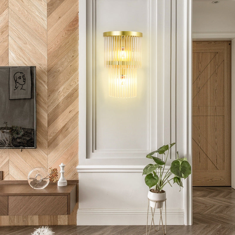 2-Light Geometric Sconce Light Fixture Modern Crystal Wall Light