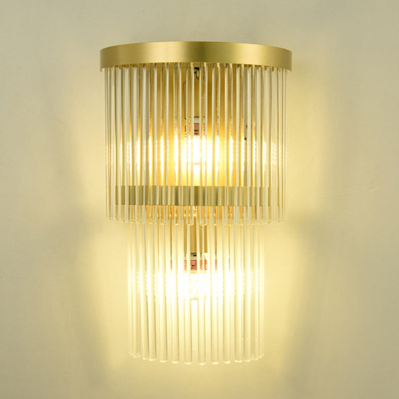 2-Light Geometric Sconce Light Fixture Modern Crystal Wall Light