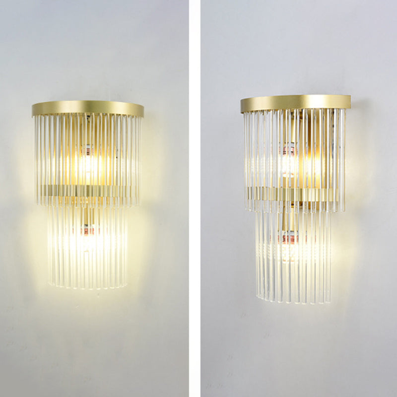 2-Light Geometric Sconce Light Fixture Modern Crystal Wall Light
