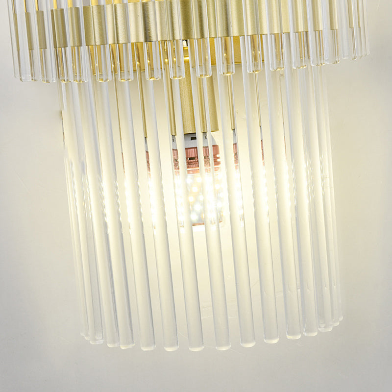 2-Light Geometric Sconce Light Fixture Modern Crystal Wall Light