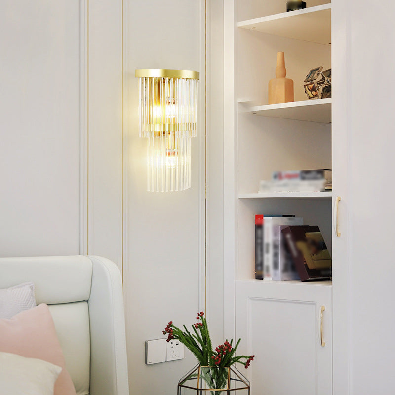 2-Light Geometric Sconce Light Fixture Modern Crystal Wall Light