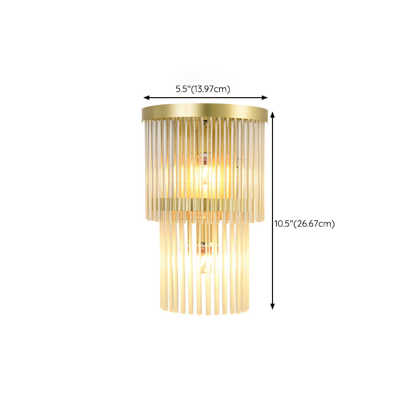 2-Light Geometric Sconce Light Fixture Modern Crystal Wall Light