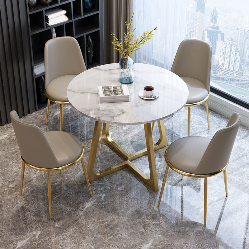 Modern 1/2/5 Pieces Dining Set Round Stone Dining Table for Balcony