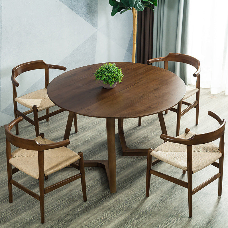 Nordic 1/2/5 Pieces Dining Set Round Wood Dining Table for Dining Room Kitchen