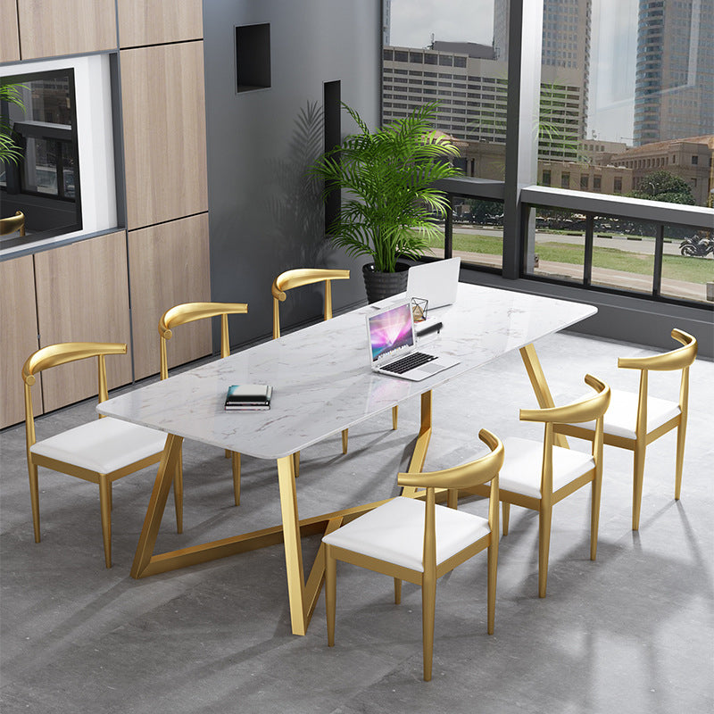 Modern 1/7 Pieces Dining Set Rectangle Stone Dining Table for Living Room