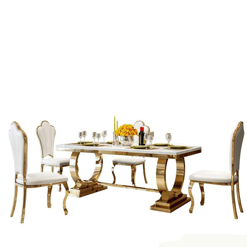 Modern Style Marble Dining Table Set White 1/4/5/6/7 Pieces Dining Set for Home Use