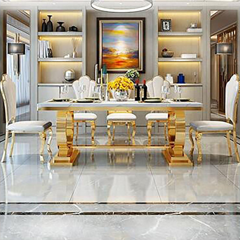 Modern Style Marble Dining Table Set White 1/4/5/6/7 Pieces Dining Set for Home Use