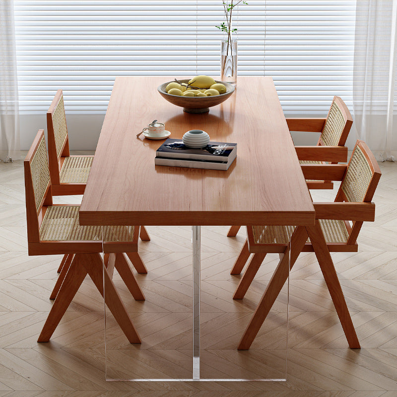 Modern 1/2/5 Pieces Dining Set Rectangle Pine Wood Dining Table for Dining Room Cafe