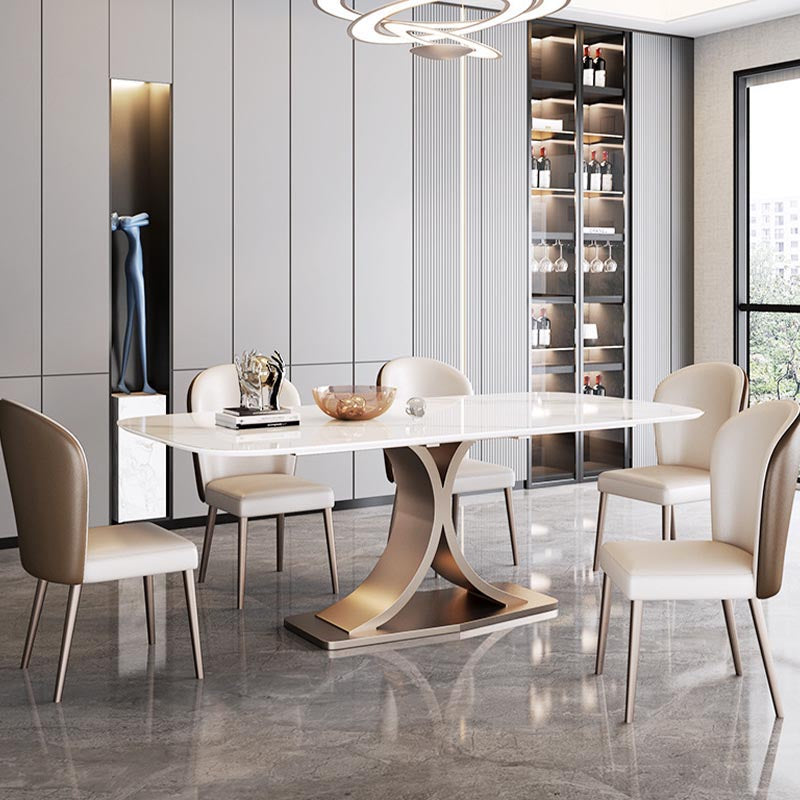 Glam Rectangle Table Set 1/3/4/5/6 Pieces Dining Set for Home Use