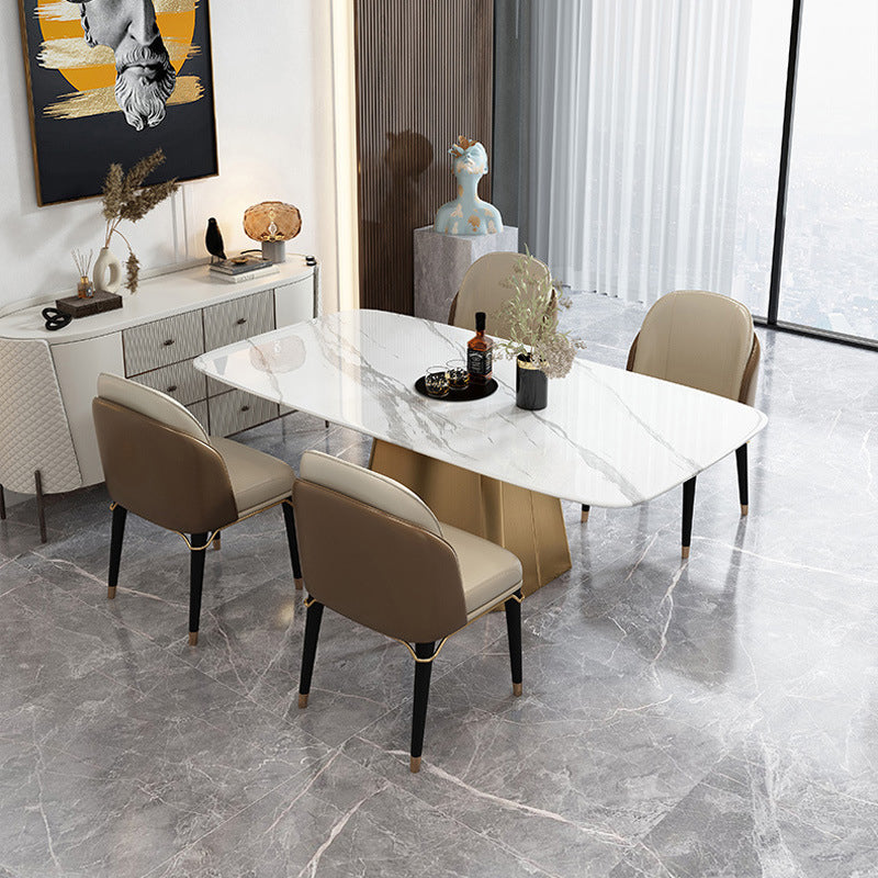 Glam Style Rectangle Table Set 1/4/5/7 Pieces Dining Set for Home Use