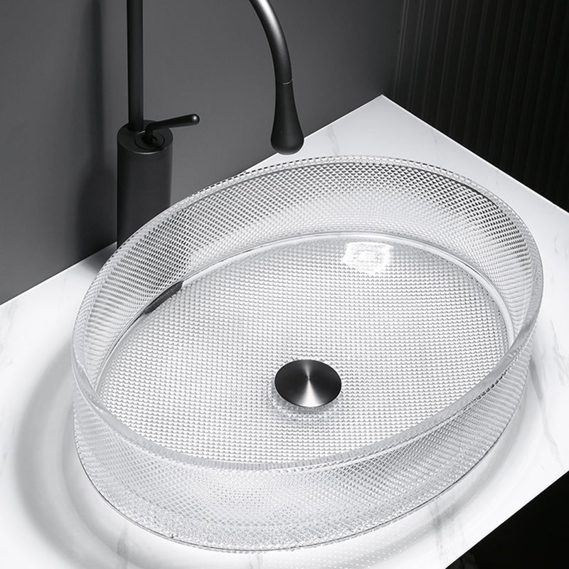 Modern Clear Wash Stand Glass Trough Bathroom Sink for Bathroom